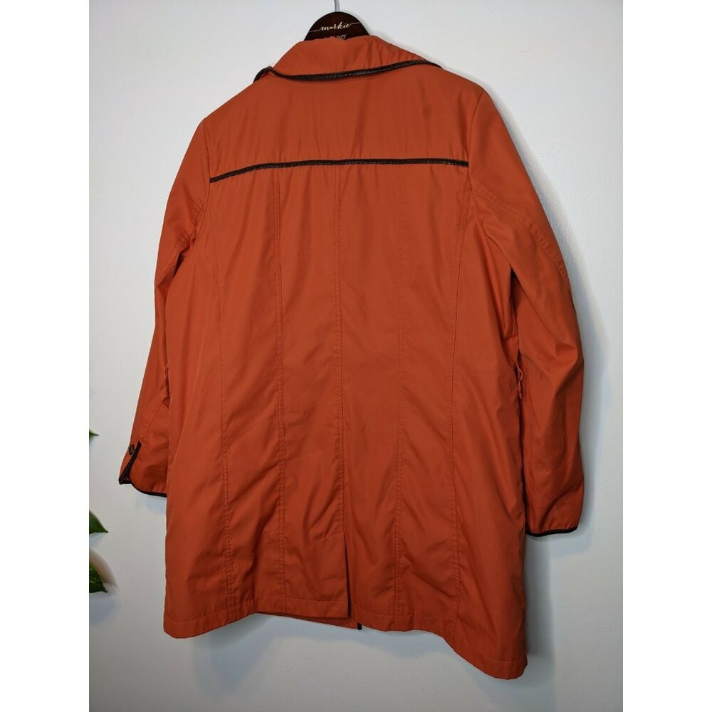 Dennis Basso Orange Faux Fur Interior Pea Coat Womens Size Large - Picture 3 of 9